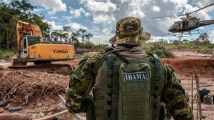 Agente do IBAMA trabalhando